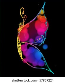 Abstract colorful butterfly with blur effect.