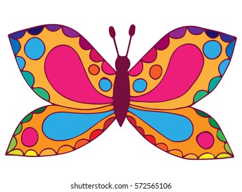 Abstract colorful butterfly for coloring book, tattoo, for adult and kids isolated on the white background