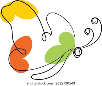 Abstract colorful butterfly line art illustration