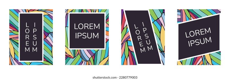 Abstract colorful butterfly wings banner design, motley background with dark text space. Brochure poster flyer cover colorful template. Vector illustration.