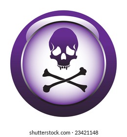 Abstract colorful button with skull shape and crossbones
