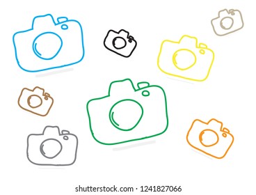 abstract colorful camera icon set vector