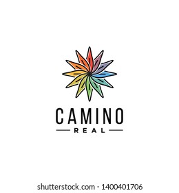 Abstract colorful cannabis leaves logo design inspiration