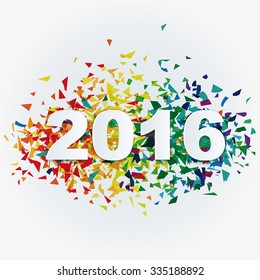 Abstract colorful card design with happy 2016 text