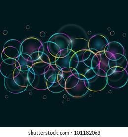 Abstract Colorful Card with Round Bubbles on Dark Background. Vector EPS10 Background
