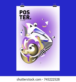 Abstract  Colorful Cartoon Character Cover and Poster Design Template. 3d Gradient Embryo Shape and Pattern Layout Design Template.