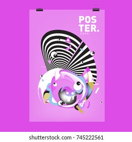 Abstract  Colorful Cartoon Character Cover and Poster Design Template. 3d Gradient Embryo Shape and Pattern Layout Design Template.