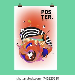 Abstract  Colorful Cartoon Character Cover and Poster Design Template. 3d Gradient Embryo Shape and Pattern Layout Design Template.
