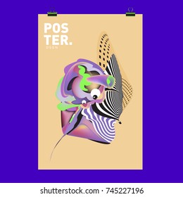 Abstract  Colorful Cartoon Character Cover and Poster Design Template. 3d Gradient Embryo Shape and Pattern Layout Design Template.