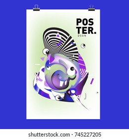 Abstract  Colorful Cartoon Character Cover and Poster Design Template. 3d Gradient Embryo Shape and Pattern Layout Design Template.