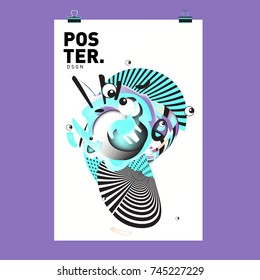 Abstract  Colorful Cartoon Character Cover and Poster Design Template. 3d Gradient Embryo Shape and Pattern Layout Design Template.