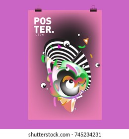Abstract Colorful Cartoon Character Cover and Poster Design Template. 3d Gradient Embryo Shape and Pattern Layout Design Template.