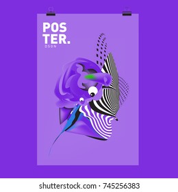 Abstract Colorful Cartoon Character Cover and Poster Design Template. 3d Gradient Embryo Shape and Pattern Layout Design Template.