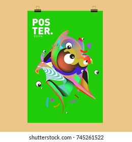 Abstract Colorful Cartoon Character Cover and Poster Design Template. 3d Gradient Embryo Shape and Pattern Layout Design Template.