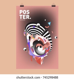 Abstract Colorful Cartoon Character Cover and Poster Design Template. 3d Gradient Embryo Shape and Pattern Layout Design Template.