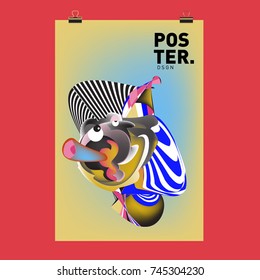 Abstract Colorful Cartoon Character Cover and Poster Design Template. 3d Gradient Embryo Shape and Pattern Layout Design Template.