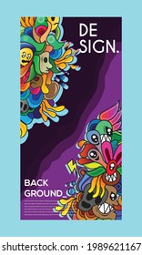 Abstract Colorful Cartoon Doodle Background, Cover and Poster Design, Layout, Banner Design Template.