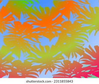 an abstract of colorful cartoon monstera
