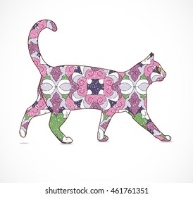 Abstract colorful cat. Illustration 10 version.