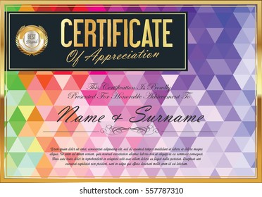 Abstract colorful certificate with triangle 