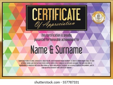 Abstract colorful certificate with triangle 