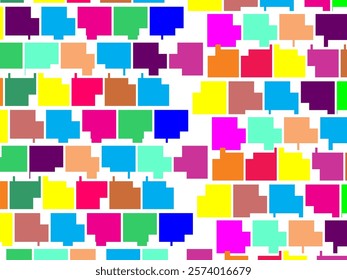 Abstract colorful checkered pattern seamless and confetti, on white background. Bright colorful retro checkered pattern background. Pixel pattern game background.