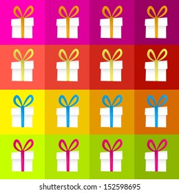 Abstract Colorful Christmas Background With Present Boxes