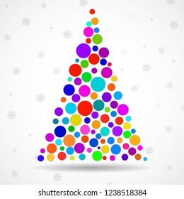 Abstract colorful christmas tree of circles. Vector