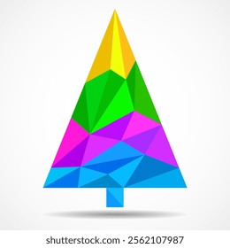 Abstract colorful christmas tree of circles on white background. Vector illustration