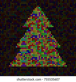 Abstract colorful christmas tree of pixels. Vector illustration. Eps 10