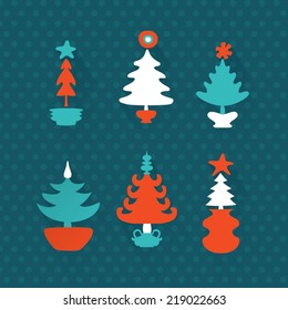 abstract colorful christmas tree set  background set