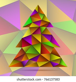 Abstract colorful christmas tree from triangles. Vector illustration. Eps 10