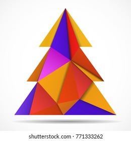 Abstract colorful christmas tree of triangles. Geometric style. Vector illustration. Eps 10