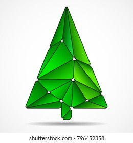 Abstract colorful christmas tree from triangles. Geometric style. Vector illustration. Eps 10