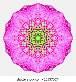 Abstract colorful circle backdrop. Geometric vector mandala. Mosaic banner of geometric shapes