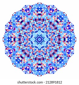 Abstract colorful circle backdrop. Geometric vector mandala. Mosaic banner of geometric shapes