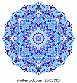 Abstract colorful circle backdrop. Geometric vector mandala. Mosaic banner of geometric shapes