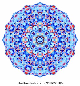 Abstract colorful circle backdrop. Geometric vector mandala. Mosaic banner of geometric shapes