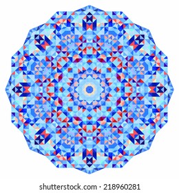 Abstract colorful circle backdrop. Geometric vector mandala. Mosaic banner of geometric shapes