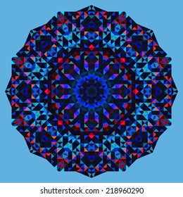 Abstract colorful circle backdrop. Geometric vector mandala. Mosaic banner of geometric shapes