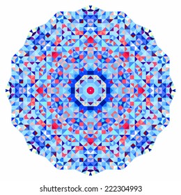Abstract colorful circle backdrop. Geometric vector mandala. Mosaic banner of geometric shapes