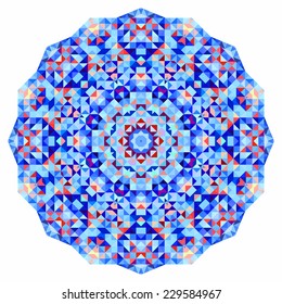 Abstract colorful circle backdrop. Geometric vector mandala. Mosaic banner of geometric shapes