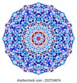 Abstract colorful circle backdrop. Geometric vector mandala. Mosaic banner of geometric shapes