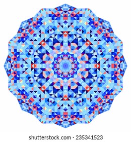 Abstract colorful circle backdrop. Geometric vector mandala. Mosaic banner of geometric shapes