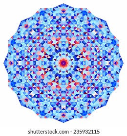 Abstract colorful circle backdrop. Geometric vector mandala. Mosaic banner of geometric shapes