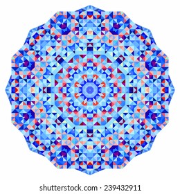 Abstract colorful circle backdrop. Geometric vector mandala. Mosaic banner of geometric shapes