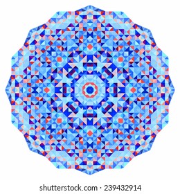 Abstract colorful circle backdrop. Geometric vector mandala. Mosaic banner of geometric shapes