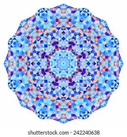 Abstract colorful circle backdrop. Geometric vector mandala. Mosaic banner of geometric shapes