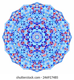 Abstract colorful circle backdrop. Geometric vector mandala. Mosaic banner of geometric shapes