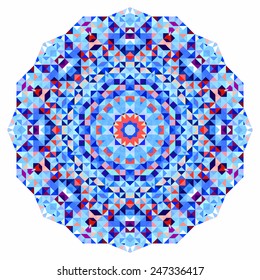 Abstract colorful circle backdrop. Geometric vector mandala. Mosaic banner of geometric shapes